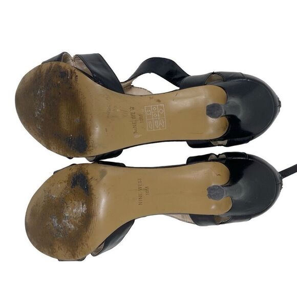 Nine West Womens Leather Back Zip Giggly Girl Heel Sandal Black Size 10M - Picture 7 of 9